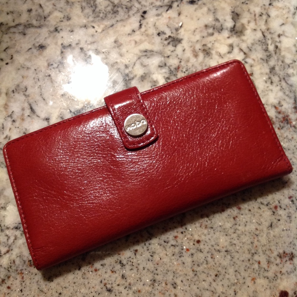HOBO Red Leather Slim Wallet